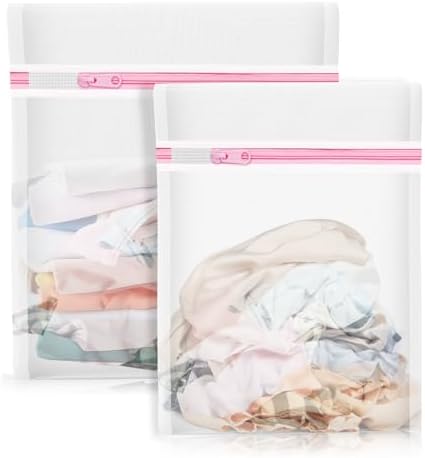 2PCS X-Large Heavy-Duty Mesh Laundry Bag: Ideal for Bulky Items - Wash & Store Down Jackets, Sheets, Sweaters | Multi-Purpose Lingerie Washing Bag for Delicates & Travel Storage,24X24’+20X24’ by Unknown