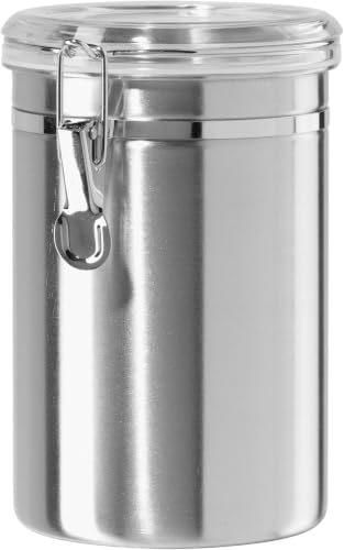 Oggi Stainless Steel Kitchen Canister 62 fl oz - Airtight Clamp Lid, Clear See-Thru Top - Ideal for Kitchen_Storage, Food Storage, Pantry Storage. Large Size 5" x 7.5". (Pack of 12) by Unknown
