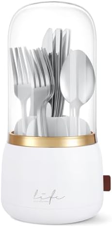 EXIN DECHEN Silverware Organizer with Lid,Silverware Holder,Utensil Holder by EXINDECHEN