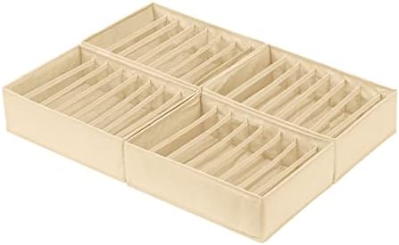Qozary 4 Pack Drawer Organizers for Clothing, 8 Grids Foldable Closet Organizers and Storage Bins for Bedroom, Dresser Organizer Boxes for Thin T-shirts, Tank Tops by Qozary