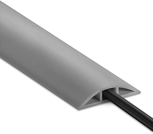 Floor Cord Cover - 6FT, Grey, Single Cord Protector - Wire Cover Cavity: 0.47" (W) x 0.24" (H) by LZEOY