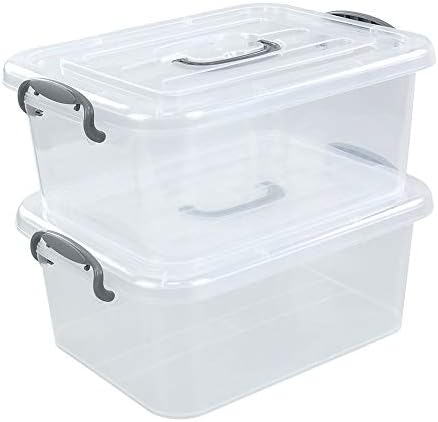 Kekow 2-Pack Clear Storage Latch Box, Plastic Containers with Lids, 8 L by Kekow
