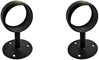 Stainless Steel Heavy Duty Closet Rod,Curtain Rod End Supports Socket with Matching Screws (1-1/2 INCH, Black) by NELXULAS