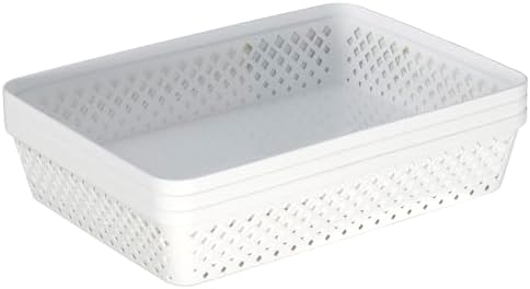 Glad Plastic Storage Basket Set - Multipurpose Drawer Trays, Kitchen Pantry Containers, and Bathroom Bins - 3 Pack Large Organizers, White - Image 5