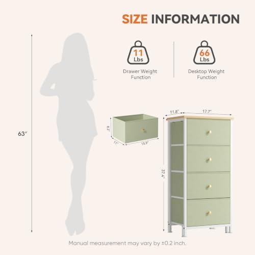 Sweetcrispy Dresser for Bedroom, 4 Drawer Storage Cabinet, Tall Nightstand - Image 3