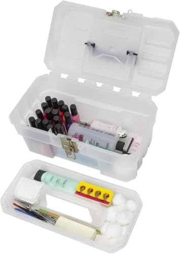 Akro-Mils 14-Inch Plastic Toolbox with Removable Tray, Steel Latch & Padlock Eye, Industrial-Grade Storage Box for Hobby Supplies, Crafts, and Tools, 14" x 8" x 8", Made in USA, Clear (09514) - Image 6