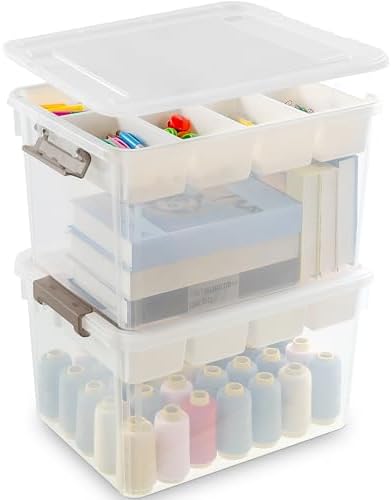 Citylife 32QT 2Packs Clear Craft Organizers and Storage Box with Tray by CITYLIFEHomeOrganization