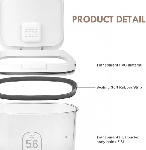 LEAWALK 6 Lbs Airtight Dog Cat Pet Food Storage Container PopTop White - Image 4