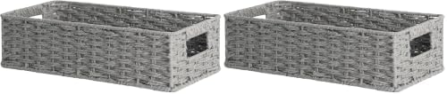 StorageWorks Toilet Tank Basket for Bathroom, Round Paper Rope Wicker Storage Basket Back of Toilet Tank Top, 14 ¼"L x 6 ¾"W x 3 ¾"H, 2 Pack by StorageWorks