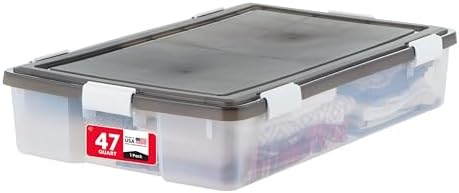 IRIS USA 47 Qt Underbed Storage Bins with Gasket Lids, Gray/Clear by Unknown