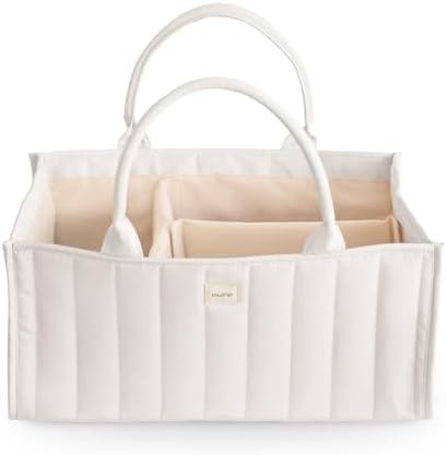 mushie Baby Diaper Caddy | Newborn Essentials Organizer (Ivory) by mushie
