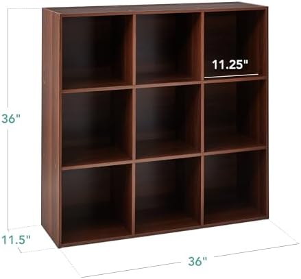 Best Choice Products 9-Cube Storage Organizer, 11in Shelf Opening, Bookcase, Display Shelf, Customizable w/ 3 Removable Back Panels - Walnut - Image 3