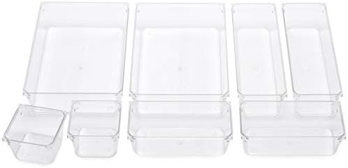Masirs Clear Drawer Organizer - Easily Organize and Customize the Layout of Drawers. Great for Office Desk, Utensils, Cosmetics and Makeup. (8-Piece Set) - Image 2