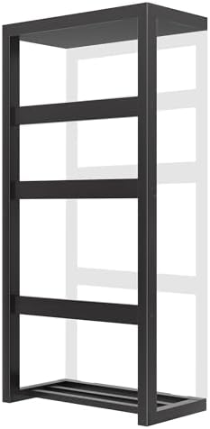 Bamboo Wall Blanket Ladder, 4-Tier Towel Racks, Blanket Holder with Anti-Slip Construction Home Decor, Decorative Blanket, Quilt, Towel, Scarf Ladder Shelves for Bathroom, Living Room, Bedroom, Black by ADREMAN