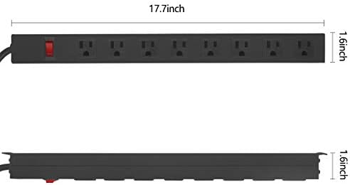HHSOET Heavy Duty Long 8 Outlets, 14AWG Extension Cord, Black, 3FT, 3 - Image 2