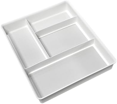 madesmart 4 Compartment Drawer Organizer, Multi Purpose Storage for Utensils, Office Tools, Cords, & Small Household Items, Tech Accessories, Arts & Crafts Supplies, Non Slip Lining, White (Pack of 6) - Image 2