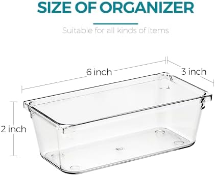 6 Pack Drawer Organizers, 3"X 6" Clear Acrylic Storage Bins - Image 2