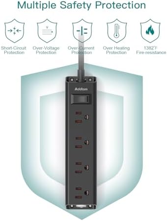 Extension Cord Flat Wall Plug - Surge Protector Power Strip with 12 Outlets - Image 5
