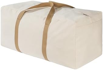 130L Canvas Storage Duffle Bag, Beige, 1, 31''x15''x15'' by GORISEN