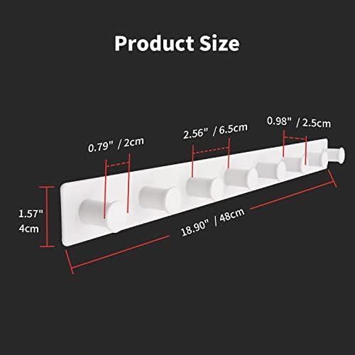 Coat Rack Wall Mount, White Coat Hooks Screw in, Stainless Steel Door Hooks for Hanging Hat Towels Clothes, Hook Rail with 8 Round Hangers (White, 8 Hooks) - Image 2