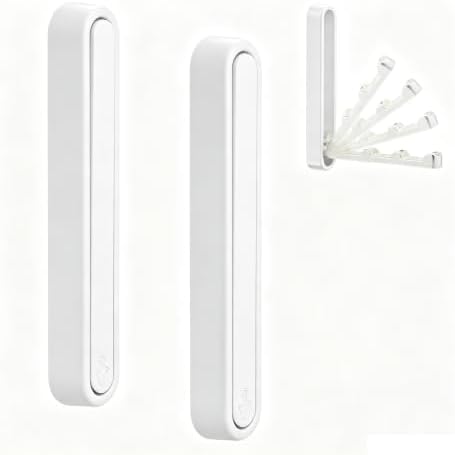 4.33 in Extended Folding Coat Hooks, 2 Pack White Wall Hooks, Zinc Alloy by Dntorx