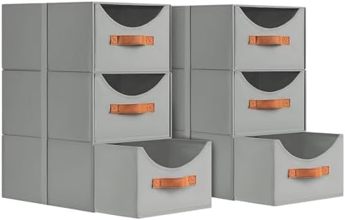 Homsorout Stackable Storage Drawers - Collapsible Storage Bins with Drawers, 6 Pack Closet Shelf Organizer Basket, Fabric Pull Out Organizer for Bedroom, Living Room, Dorm, Grey by Homsorout