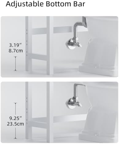 SMIBUY Bathroom Storage Shelf, Bamboo Over-The-Toilet Organizer Rack, Freestanding Toilet Space Saver with 3-Tier Adjustable Shelves (White) - Image 6