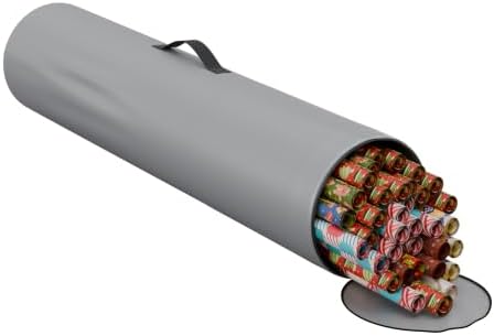 Wrapping Paper Storage Bag | Wrapping Paper Organizer Under Bed for Storing Multiple Rolls of Gift Wrap, 40” Length Container Constructed of Durable 600D Oxford Material (Gray) by Primode