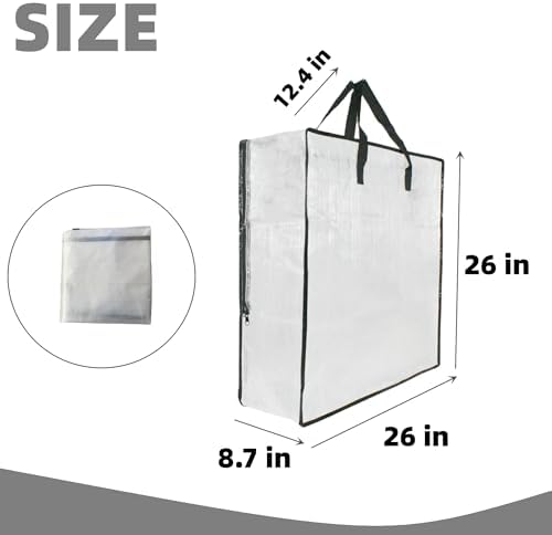 3 Pack Clear Storage Bags with Zipper and Handles, Blanket Bags For Closet Storage, Moving and Packing Supplies for College, Underbed Storage Organizer for Clothes Pillow Bedding Christmas Wreath - Image 2