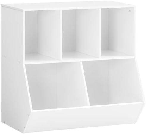 HOOBRO Kids Bookshelf, Bookcase Footboard, 31.5" L Toy Storage Cubby, Children's Toy Shelf, Toy Storage Cabinet, Fit for Children's Room, Playroom, Hallway, Kindergarten, White WT328CW01 by HOOBRO