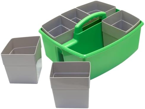 Storex Large Classroom Caddy with Cups, 13 x 11 x 6.575 Inches, Green, Case of 2 (00983U02C) - Image 4