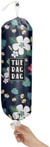 Flowers Plastic Bag Organizer,Reusable Grocery Country Style Plastic Bag Dispenser ​for Home Kitchen Travelling Camping Decor, use 1 Pack，Flowers Pattern by IHopes%2B