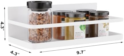 Magnetic Spice Rack Organizer Single Tier Refrigerator Spice Storage Shelf, Easy to Install The Side of The Refrigerator Can Hold spices, Jar of Olive Oil (White, 2 PACK) - Image 2