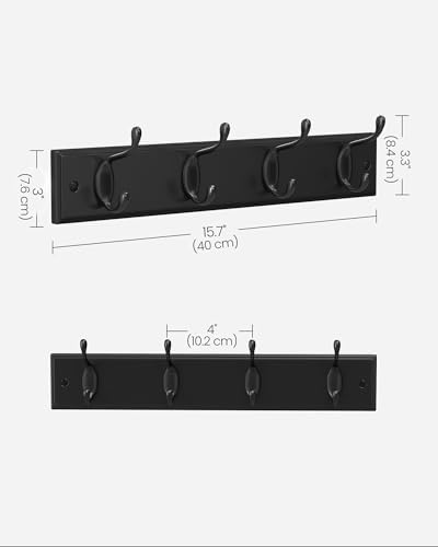 SONGMICS Wall-Mounted Coat Rack, 4 Dual Metal Hooks - Image 6