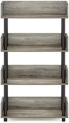 Furinno TURN-N-TUBE 4-Tier Display Shelf, Storage Shelves, Book Shelf, Open Shelves with Rounded Corner Top Edges, for Organization and Storage, Living Room, Home Office, French Oak - Image 7