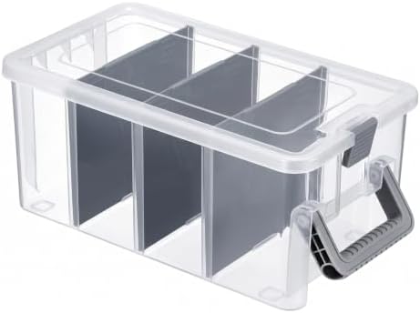BTSKY Clear Plastic Dividing Storage Box with 4 Deep Compartment Sewing Box by BTSKY