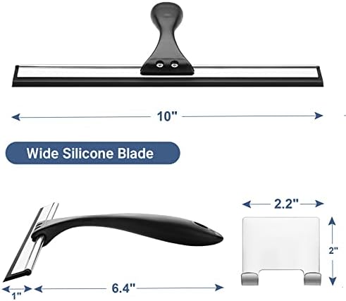 AmazerBath Squeegee for Shower Glass Door, Shower Squeegee for Glass Doors - All-Purpose Squeegee with Hook for Shower Doors, Windows, Mirrors, Tiles and Car Glass, 10 Inches - Image 2