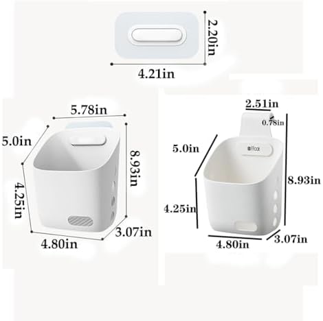 LeleCAT Plastic Hanging Basket Kitchen Storage organizer, Basket with Detachable hook, Hang it behind a door or on a railing, Over the Cabinet Door (Light Gray, Large) 2pack - Image 2