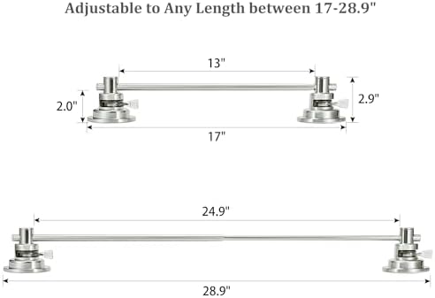 Sneatup Suction Cup Extendable 17-29" Stainless Steel Towel Bar (Brushed Nickel) - Image 4