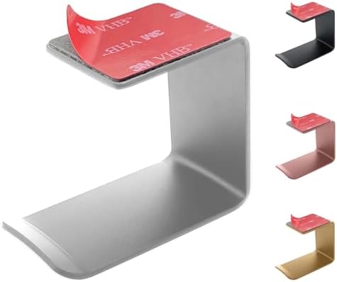 Aluminum Under-Desk Headphone Hanger with Strong Adhesive (1 Pack, Silver) by MtJun