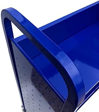 Workington Rolling Book Truck Book Cart with 3 Flat Shelves, Library Book Cart with Swivel Lockable Casters 3001 Blue - Image 7