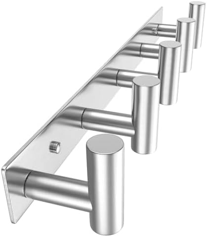 VAEHOLD Silvery Hat and Coat Wall Mount Rack - 5 Hooks for Robes, Bags, Keys, and Towels - Bathroom Towel Hanger Organizer (1 Pack) by VAEHOLD