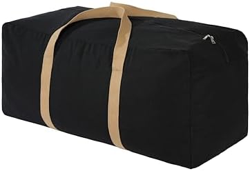 130L Canvas Storage Duffle Bag, Black, 31''x15''x15'', 1 Count by GORISEN