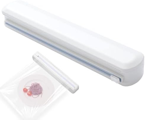 Plastic Wrap Dispenser With Cutter, Reusable Cling Film Dispenser, Cling Wrap Dispenser With Slide Cutter, Also For Aluminum Foil, Tin Foil, Baking Paper (M) by Enjoycoo