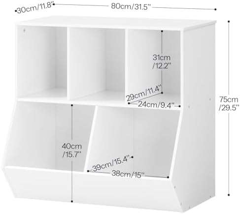 HOOBRO Kids Bookshelf, Bookcase Footboard, 31.5" L Toy Storage Cubby, Children's Toy Shelf, Toy Storage Cabinet, Fit for Children's Room, Playroom, Hallway, Kindergarten, White WT328CW01 - Image 3