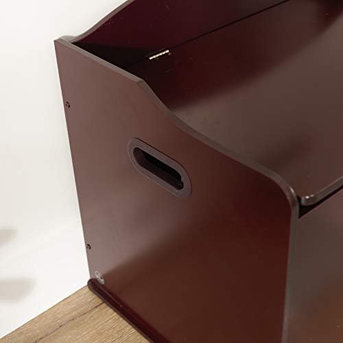 KidKraft Austin Wooden Toy Box/Bench with Safety Hinged Lid - Cherry, Gift for Ages 3+ - Image 4