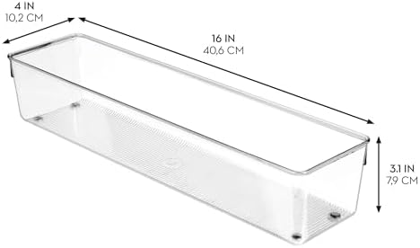 iDesign Plastic Drawer Organizer Bins, Set of 3, Clear - Image 3