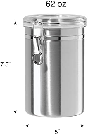 Oggi Stainless Steel Kitchen Canister 62 fl oz - Airtight Clamp Lid, Clear See-Thru Top - Ideal for Kitchen_Storage, Food Storage, Pantry Storage. Large Size 5" x 7.5". (Pack of 12) - Image 5