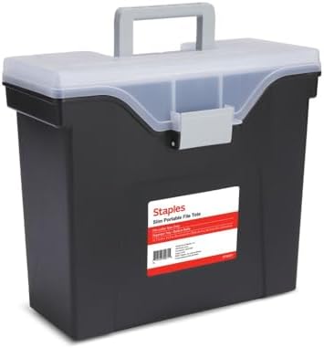 Staples Slim Portable File Tote, Letter Size, Black, 5/Carton by Staples