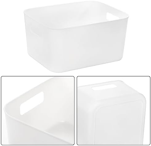 Peohud 5 Pack White Plastic Storage Bins, Pantry Organization and Storage Baskets with Handles, Open Plastic Storage Container for Home, Kitchen, Office, Shelves, Cabinet, Under Sink Organizer - Image 3